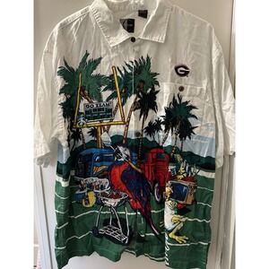 Georgia Bulldogs AOP Hawaiian Button Tailgate Shirt Mens Sz L Football UGA‎ Rare